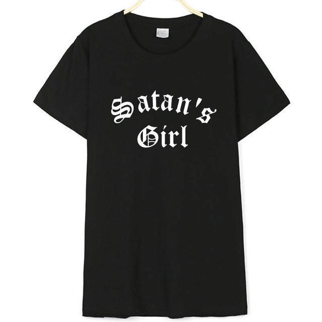 Satan's Girl Letter Print Men's and Women's T-Shirts