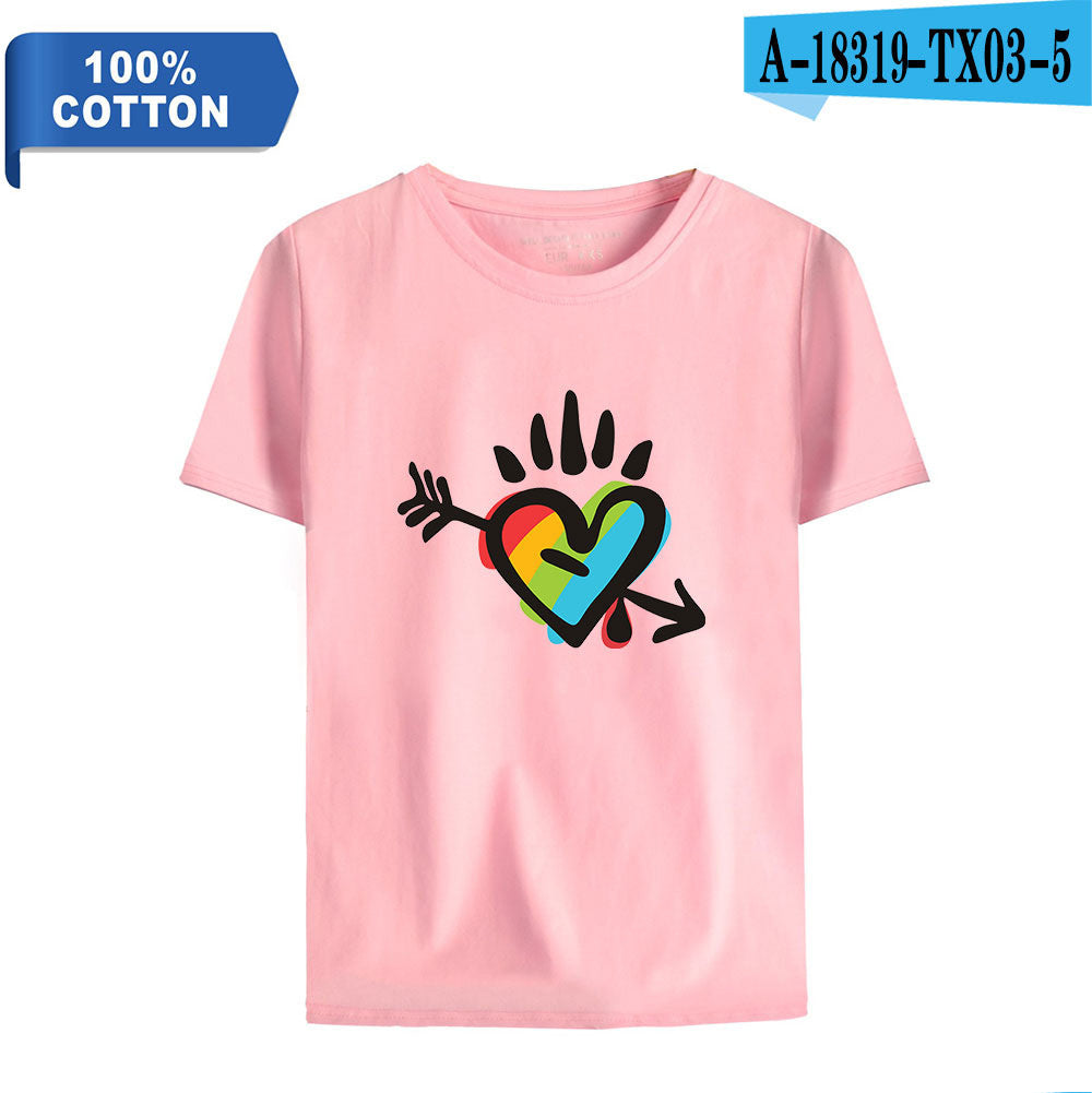 Street Casual Round Neck Short Sleeve Men's And Women's T-shirts