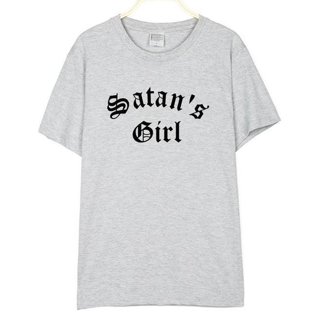 Satan's Girl Letter Print Men's and Women's T-Shirts
